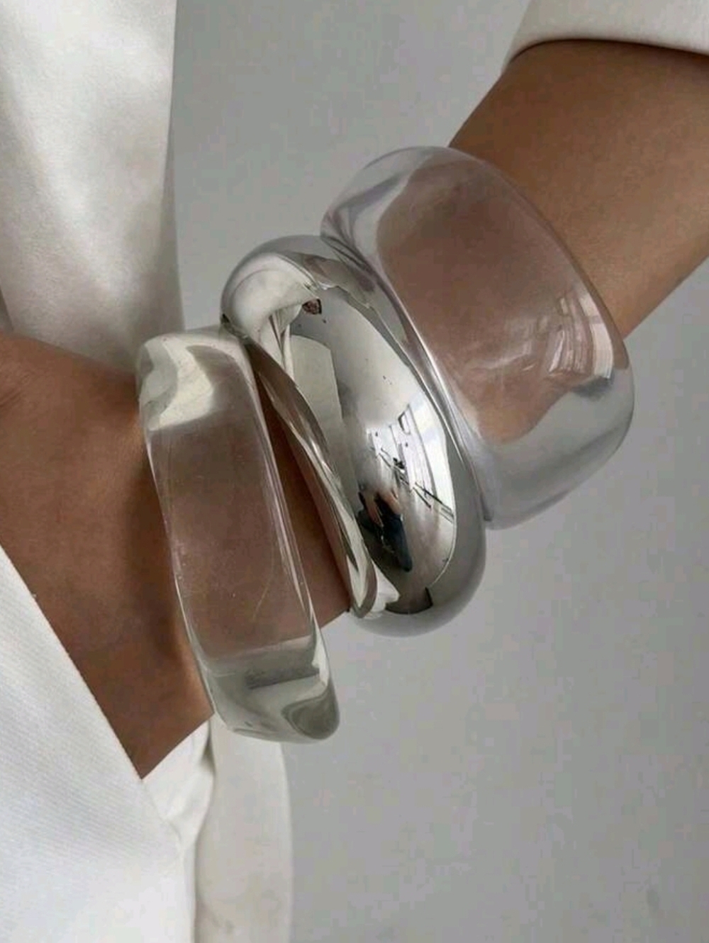 Set Of 3 Clear Acrylic Bracelets